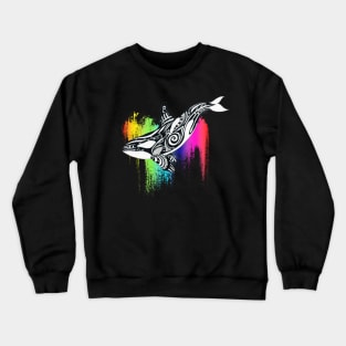 Orca Killer Whale Rainbow Tribal Tattoo Ink Art Crewneck Sweatshirt